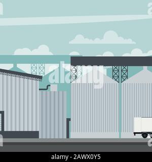 Conception d'une usine de fabrication de produits alimentaires industriels Illustration de Vecteur