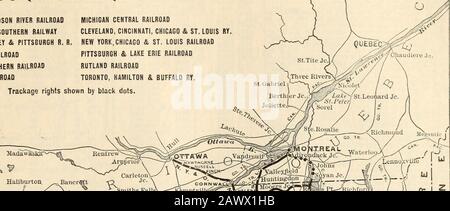 La chronique commerciale et financière . OCTOBRE 1908.] ACTIONS ET OBLIGATIONS FERROVIAIRES 1)7 SUDBURY NEW YORK LIGNES CENTRALES NEW YORK NEW YORK CHEMIN DE FER NEW YORK CENTRAL & HUDSON RIVER RAILROAD MICHIGAN CENTRAL RAILROAD LAKE SHORE & MICHIGAN SOUTHERN RAILWAY CLEVELAND, CINCINNATI, CHICAGO & ST, LOUIS RY. DUNKERQUE, ALLEGHENY VALLEY & PITTSBURGH R. NEW YORK, CHICAGO & ST. LOUIS RAILROAD LAKE ERIE & WESTERN RAILROAD PITTSBURGH & LAKE ERIE RAILROAD CHICAGO, INDIANA & SOUTHERN RAILROAD RUTLAND RAILROAD INDIANA HARBOUR BELT RAILROAD TORONTO, HAMILTON & BUFFALO RY.TRACKAGE DROITS MONTRÉS PAR DES POINTS NOIRS. Banque D'Images