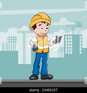 Travailleur de la construction avec son équipement de protection personnelle Illustration de Vecteur
