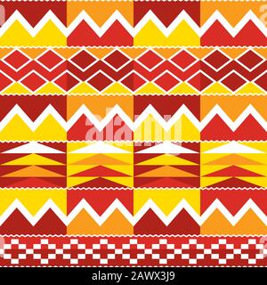 Motif géométrique sans couture Tribal Kente, motif vectoriel en tissu nwentoma africain parfait pour les tissus et les textiles Illustration de Vecteur