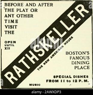 Cette semaine à Boston . p. M. Gratuit. Musée Germanique, Cambridge. Ouvert de 9 à 5 p. m, Fv6«. University Museum, Cambridge. Ouvert de 9 heures à S p. M. Gratuit. Peabody Museum, Cambridge. Ouvert de 9 à 0 p. M. PR««. N St Boston Society of Decorative Art, 184 Boylsto:eries et travaux artisanaux. Old South Meeting House Museum, Washington et Milk ouvert de 9 heures à 5 p. M. Entrée 25 cents. Pour la liste complète des expositions d'art, voir LES EXCURSIONS du dimanche et de Menrajr Pour Providence ou Fall River—chariot spécial quitte la place PostOMce à 2.45 p. M. Tarif 75°c. Billets et tout autre Tvollcy en formation au Pass Banque D'Images