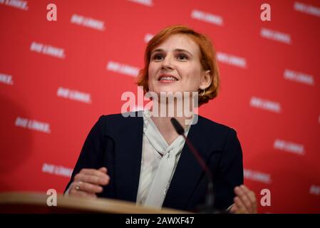 Berlin, Allemagne. 10 février 2020. Katja Kipping, présidente fédérale du parti Die Linke, parle aux journalistes des questions actuelles. Crédit: Britta Pedersen/Dpa-Zentralbild/Dpa/Alay Live News Banque D'Images