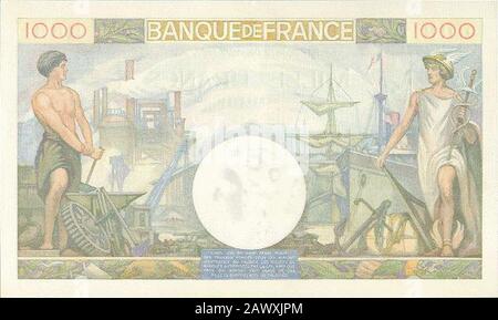 France 1000 Francs-1940 nouveau-2. Banque D'Images