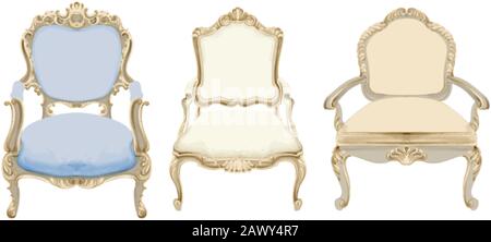 Chaises de style baroque au décor élégant. Artisanat de luxe victorien. Vecteur Illustration de Vecteur