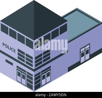 Icône du poste de police de sécurité, style isométrique Illustration de Vecteur