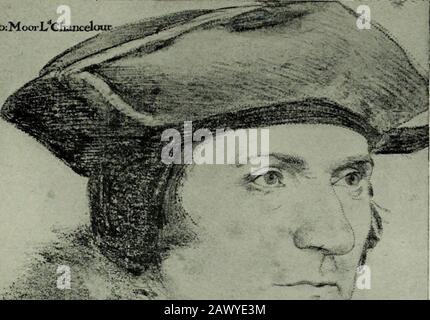 Hans Holbein le plus jeune . I., plaque 78 SIR THOMAS MOREDrawing en craie noire et colorée ?» Windsor Castle Tho:Mooj-L,Chabricelour.