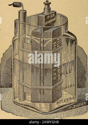 Traité élémentaire sur les batteries électriques . sur la conductivité de la masse agglomère et sur l'adhérence du carbone dans la masse thismass. La nouvelle disposition s'éloigne des liens inquali que ce contact a produits dans la résistance, Et quelleétaient le résultat de la production d'ammoniac dans l'arrière de l'agglomération au contact avec le pôle de carbone.Par Conséquent, dans la nouvelle batterie, la résistance ne dépend que sur la conductivité de l'excitant liquide.Cette conductivité tend à augmenter plutôt que de diminuer; en effet, par le fonctionnement de la batterie, le chlorure de zinc, qui est un Banque D'Images