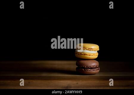 Délicieux macarons - pâtisserie française - espace pour le texte Banque D'Images