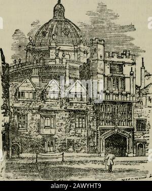 Le guide d'Oxford d'Alden : avec une annexe intitulée 'Old Oxford', et une nouvelle carte . la porte d'injection est la représentation d'un nez brazen, probablement ajouté à une date beaucoup plus tard, quand les réutilisations de punning de ce genre étaient dans la mode. La tour de la porte d'entrée est l'une des plus jolies d'Oxford. Elle a été mal modifiée au 17 e siècle, mais a été fidèlement restaurée de nombreuses années depuis M. J. C. Buckler,architecte. Notre vue, de la gardianthe First Quadrangle, givesa beaucoup mieux idée des proportions originales de la construction que l'Eastfront, où la relativeheight de la tour est diminuée d'une troisième histoire, Banque D'Images