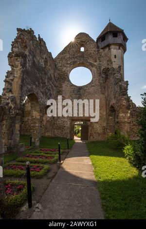 Monastère de Carta entouré de verdure sous la lumière du soleil en Roumanie Banque D'Images