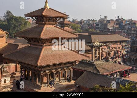 Patan, Népal - 24 janvier 2020: Place du Temple de Durban à Patan près de Katmandou au Népal Banque D'Images