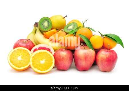 Fruits collection isolé sur fond blanc Banque D'Images