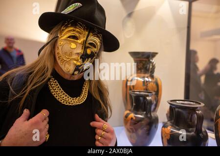 Manifestation « BP must Fall » au British Museum contre l'investissement continu de BP dans les combustibles fossiles, 18 février 2020, Lonon, Royaume-Uni Banque D'Images
