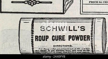 Catalogue descriptif annuel de Schvolonté : graines, arbres et plantes de haute classe . GERH KILLERPreventiveDisease. PRIX 50 CENTS... Poudre de poudre SCHWILLS POCLTRT, ETC. Egg Maker Schwills, boîte de 2 % lb. 0,25 $ Egg Maker Schwills, boîte de 7 lb. 50 microzone Schwills, bouteille de pinte 50 Schwills Roup Cure, petite taille 25 Schwills Roup, grande taille 50 Schwills Louse poudre, par boîte de ^ 25 Schwills Lice, Cure de Cure de Cure Quart 30 Schwills Lice Paint, gallon 90 Banque D'Images