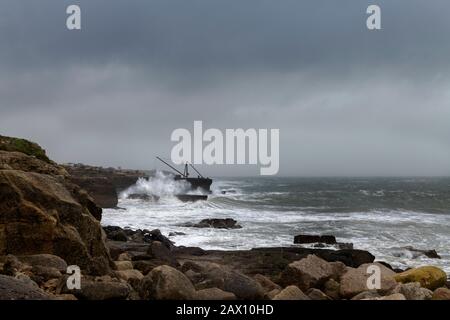 Portland Bill, Dorset. 10 février 2020. Météo au Royaume-Uni : Storm Ciara bat le littoral, Dave Hammant/Alay Live News Banque D'Images