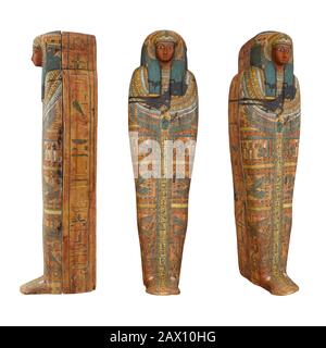 Mummy Coffin Égyptien Isolé Banque D'Images