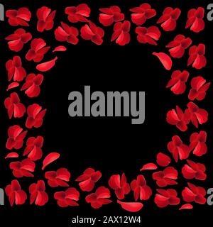 Coeur en pétales de rose rouge le jour de la Saint-Valentin. Coeur écarlate amoureux des roses. Illustration de Vecteur