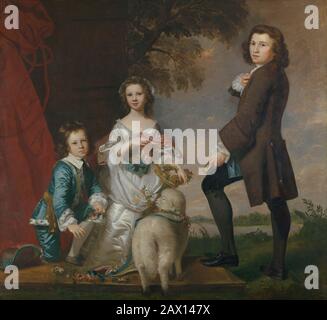 Thomas (1740-1825) et Martha Neate (1741-après 1795) avec Son tuteur, Thomas Needham, 1748. Banque D'Images