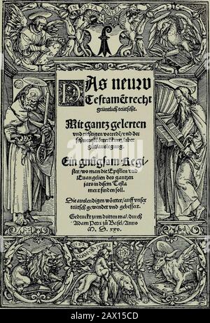 Hans Holbein le plus jeune . I. Vol., planche 62 TITRE-PAGE À LUTHERS NOUVEAU TESTAMENT utilisé pour la première fois en 1522 À Partir d'une copie au British Museum ?.