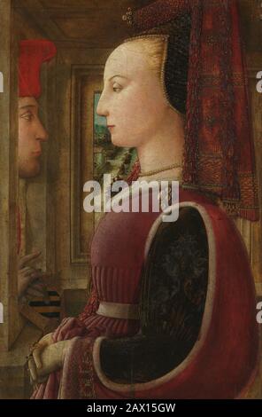 Portrait d'une femme avec un homme en Casement, CA. 1440. Banque D'Images