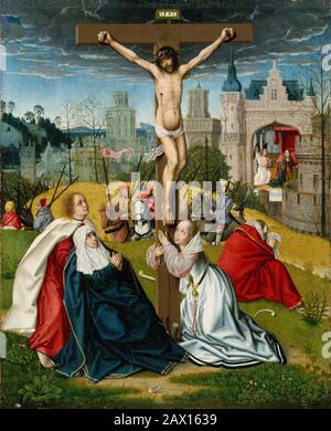 La Crucifixion, CA. 1495. Mary swons dans les bras de John&#x2019;s. Banque D'Images