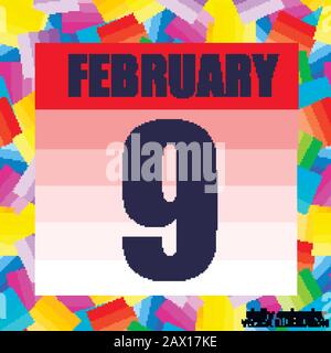 Icône du 9 février. Pour planifier une journée importante. Bannière pour les jours fériés et les jours spéciaux. Neuvième février. Illustration Vectorielle. Illustration de Vecteur