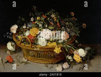 Un panier de fleurs, probablement 1620. Banque D'Images