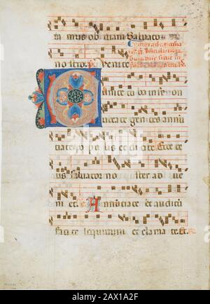 Bifolium avec initial C, d'un antiphonaire, CA. 1320. Banque D'Images