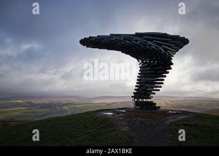 La lumière tombe sur les collines lointaines, vue de L'arbre Chantant de sonnerie par temps extrême Banque D'Images