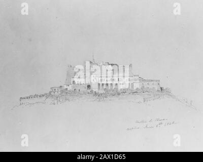 Castel San Elmo (De L'Album Cropsey), 1848. Avec Certosa Di San Martino. Banque D'Images