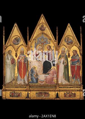 Le couronnement de la Vierge, et des Saints, 1394. Banque D'Images