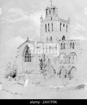 Abbaye De Jedburgh (De Cropsey Album), 1847. Banque D'Images