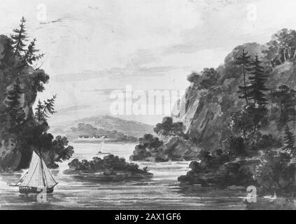 Vue sur la rivière Hudson (copie après gravure par Weld et S. Springsguth à Weld, voyage À Travers les États d'Amérique du Nord, 1807), 1811-CA. 1813. Banque D'Images