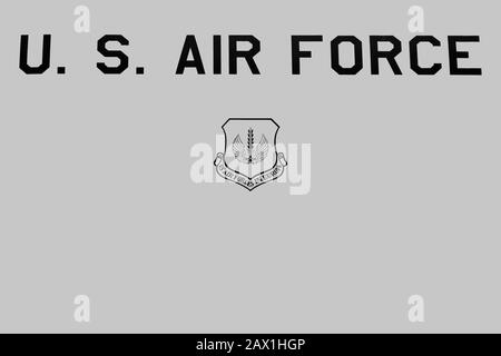 Lettrage de l'armée de l'air américaine tel qu'il est affiché sur les avions militaires et les forces aériennes américaines en Europe Emblem Banque D'Images