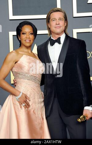 Los Angeles, États-Unis. 9 février 2020. Regina King et Brad Pitt, meilleur acteur De Soutien à « Une Fois à Hollywood », dans la salle de presse des Prix annuels 2020/92ème de l'Académie au Hollywood & Highland Center. Los Angeles, le 9 février 2020 | utilisation dans le monde crédit: DPA/Alay Live News Banque D'Images