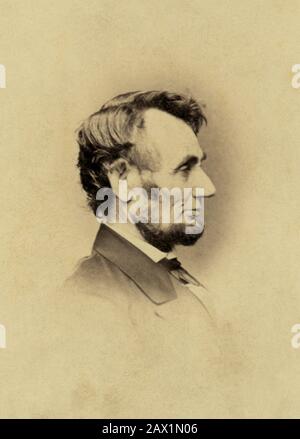 1864 , 9 février , États-Unis : Le président des États-Unis ABRAHAM LINCOLN ( Big South Fork , KY, 1809 - Washington 1865 ). Photo D'ANTHONY BERGER . Photographié par Anthony Berger dans le studio de Brady. - Presidente della Repubblica - Stati Uniti - USA - ritratto - portrait - cravatta - tie - papillon - col - coletto - Abramo --- Archivio GBB Banque D'Images