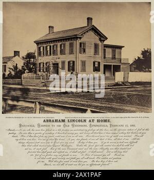 1861 , 12 février , Springfield , ILLINOIS , États-Unis : le candidat U.S.A. Président ABRAHAM LINCOLN ( Big South Fork , KY, 1809 - Washington 1865 ) retour à Springfield debout sur la terrasse, avec ses fils Willie et Tad . Photo de John Adams WHIPPLE ( 1822 - 1891 ) - Presidente della Repubblica - Stati Uniti - USA - ritratto - portrait - casa - maison - maison - architectural - architecture - architecture - Abramo - - --- Archivio GBB Banque D'Images