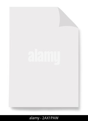 Feuille de papier blanc isolé sur fond blanc Banque D'Images