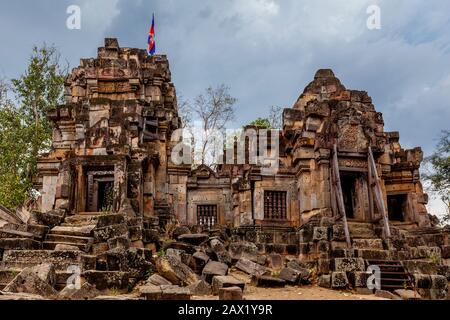 Temple Wat Ek Phnom, Battambang, Cambodge. Banque D'Images