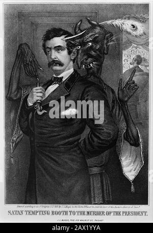 1865 : l'acteur John Wilkes Booth ( 1838 - 1865 ) , tueur du président américain ABRAHAM LINCOLN ( 1809 - 1865 ). 'Atan Tentant Booth Au Meurtre du Président '- Presidente della Repubblica - Stati Uniti - USA - ritratto - portrait - cravatta - cravate - col - coletto - Abramo - assassinio - tueur - assassinio - omicidio - bafi - moustache ----- Archivio GBB Banque D'Images