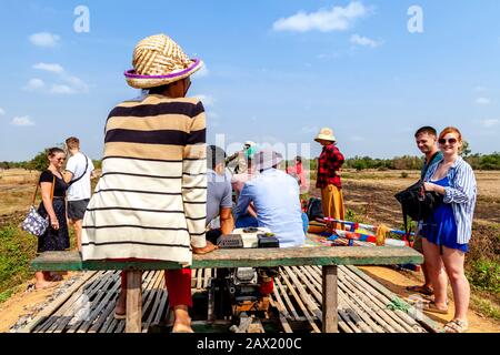 Le Bamboo Railway (Norry) , Battambang, Cambodge. Banque D'Images