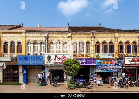 Bâtiments De L'Ère Coloniale, Battambang, Cambodge. Banque D'Images