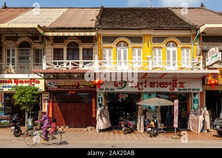 Bâtiments De L'Ère Coloniale, Battambang, Cambodge. Banque D'Images