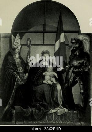 Hans Holbein le plus jeune . trois goldenball. Dans sa main gauche, il tient son personnel pastoral, et avec les autres alms dans un bol tenu par un mendiant à genoux à ses pieds. Le visage sans barbe est raffiné et délicat, et son caractère spirituel est inmarqué contraste avec l'expression vigoureuse et maniaque du chevalier qui se tient face à lui. Seule la face à l'étalage du mendiant, et la main qui tient le bol à l'almes, sont illustrées. Hesemble comme l'un des attributs du saint, et l'artiste a onlyindiqué assez de sa forme pour le rendre clair ; sinon il se cache presque entièrement Banque D'Images