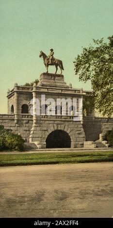 1901 , CHICAGO , États-Unis : général Lee Grant Monumen t, Lincoln Park , Chicago . Photochrome de Detroit Photographic Co. - FOTO STORICHE - PHOTOS D'HISTOIRE - ARCHITECTURE - ARCHITETTURA - GEOGRAFIA - GÉOGRAPHIE - parco pubblica - monumento equestre - jardin - giardino - -- Archivio GBB Banque D'Images