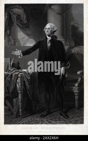 George WASHINGTON ( 1732 - 1799 ), portrait peint par Gabriel Stuart ( 1797 ), gravé par James Heath , Londres . Washington a mené l'armée continentale américaine à la victoire sur la Grande-Bretagne dans la guerre révolutionnaire américaine ( 1775 – 1783 ), et en 1789 a été élu premier président des États-Unis d'Amérique. Il a servi deux mandats de quatre ans de 1789 à 1797, remportant la réélection en 1792 . Portrait du peintre GILBERT STUART ( 1795 - 1796 ) , Washington , National Gallery of Art - POLISO - POLITICA - POLITIC - STATISTA - foto storiche - foto storica - portrait - ritrato - USA - wig - parrucc Banque D'Images