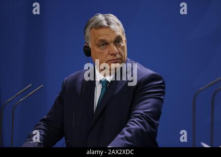 Berlin, Allemagne. 10 février 2020. Berlin: Le Premier ministre hongrois Viktor Orbán lors de la conférence de presse à la Chancellerie fédérale. (Photo De Simone Kuhlmey/Pacific Press) Crédit: Pacific Press Agency/Alay Live News Banque D'Images