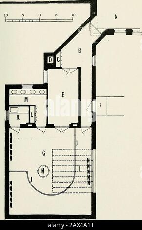 Un traité sur la construction d'hôpitaux et d'asile; avec une référence particulière aux salles de pavillon . ^ l'écrivain est celui qui est en relation avec l'hôpital Roosevelt, à New York, érigé par Dr. Jas. W. McLane et connu sous le nom de MclvaneOperating Room. L'extérieur est illustré à la page Sy, plaque 42, disposition andhe à la page 89, plaque 43. Les lettres indiquent les divisions comme suit:— A, salle de Hxamination dans le bâtiment principal; B,Hall; C, penderie; D, pile; H, salle de préparation et d'Etherisation; F, entrée Des Étudiants de gar-den; G, salle d'opération; H, ventilateur au plafond ;I, Sky-light (indiqué sur la plaque 42) au plafond; Banque D'Images