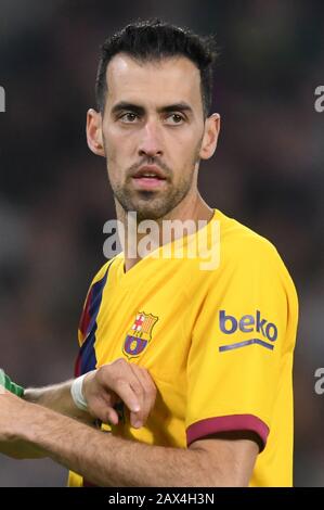 SÉVILLE, 09-02-2020. Ligue Espagnole De La Division Primera. LaLiga. Estadio Benito Villamarin. Sergio Busquets (FC Barcelona) pendant le jeu Real Betis - FC Barcelona. Banque D'Images