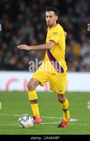 SÉVILLE, 09-02-2020. Ligue Espagnole De La Division Primera. LaLiga. Estadio Benito Villamarin. Sergio Busquets (FC Barcelona) pendant le jeu Real Betis - FC Barcelona. Banque D'Images